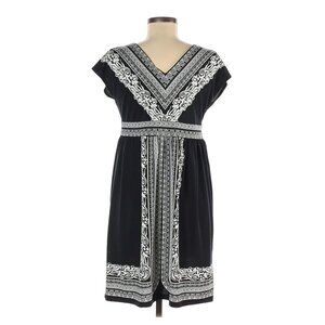 INC Dress Womens XL Black White Casual‎ Boho Style V Neck Jersey